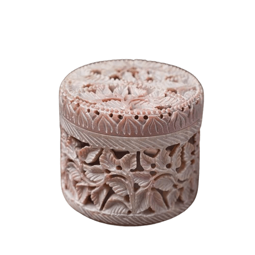 MARBLE JEWELRY BOX ENGRAVING ROUND SHAPE (POLISH)